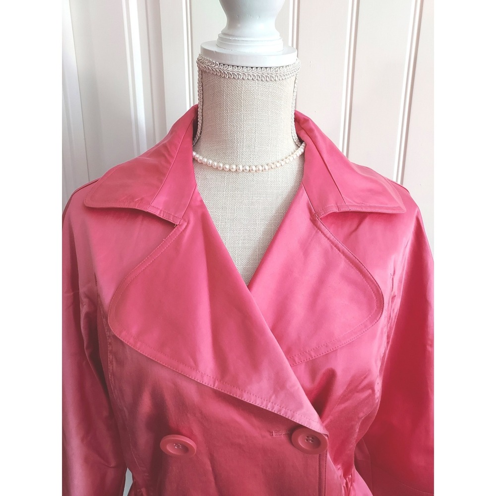 Teri Jon Peplum Jacket Womens 6 Pink Satin Double Breasted 3/4 Sleeve Cropped - Picture 5 of 10